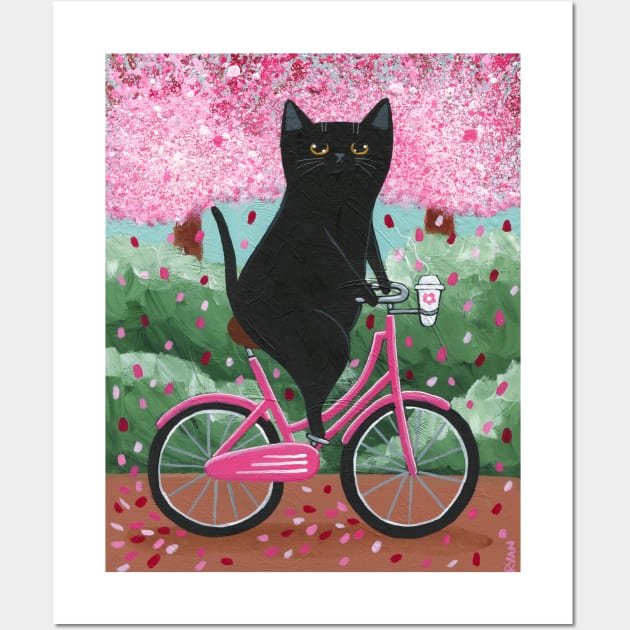 Black Cat Spring Bicycle Ride 2024 Wall Art by KilkennyCat Art